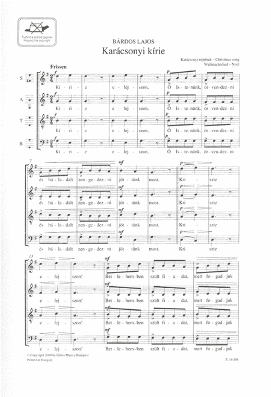 Karácsonyi kírie A Cappella scores gallery preview page 1