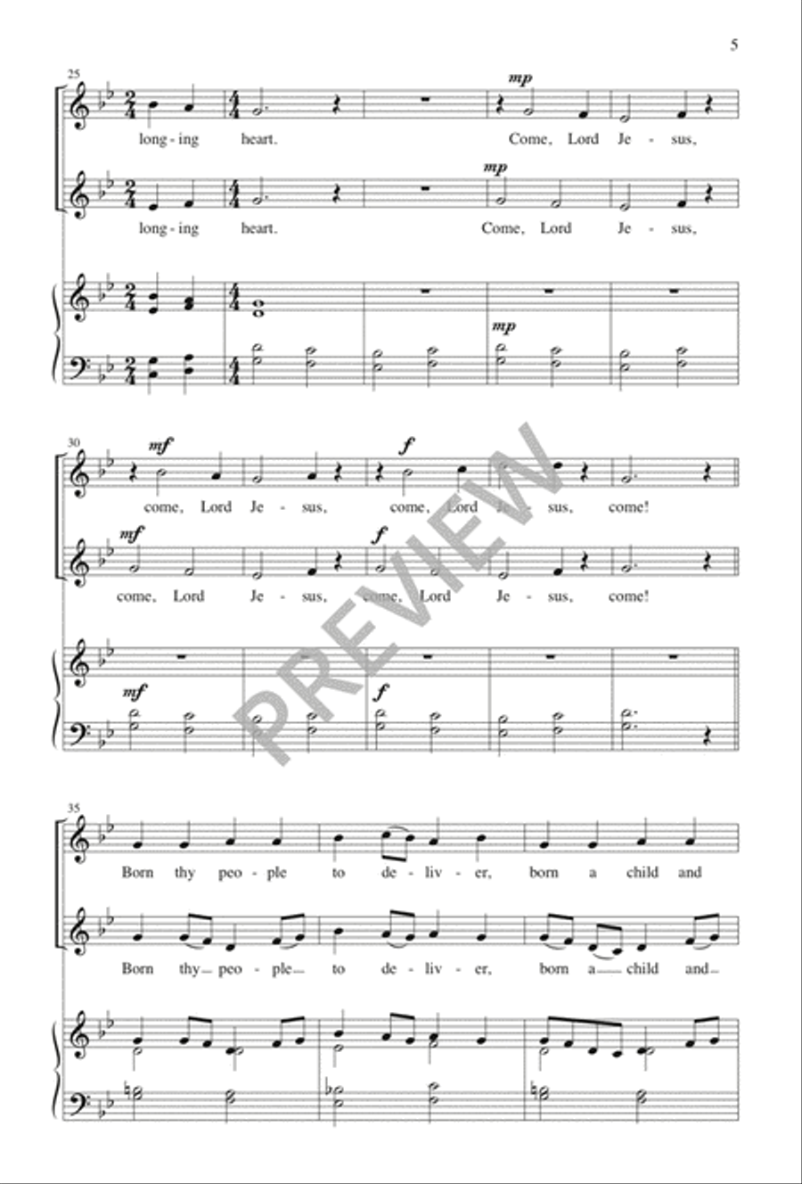 Come, Thou Long-Expected Jesus 2-Part scores gallery preview page 5