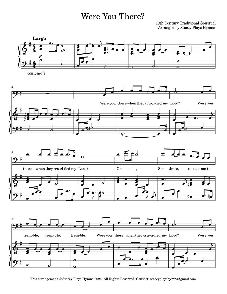Were You There When They Crucified My Lord? [G Major - Low Voice] Piano, Vocal scores gallery preview page 2