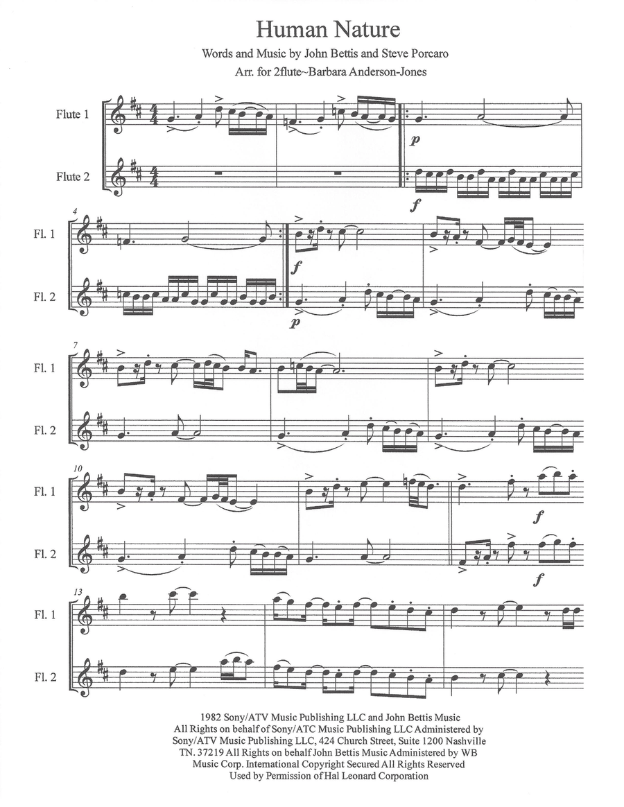 Human Nature Flute Duet scores gallery preview page 2