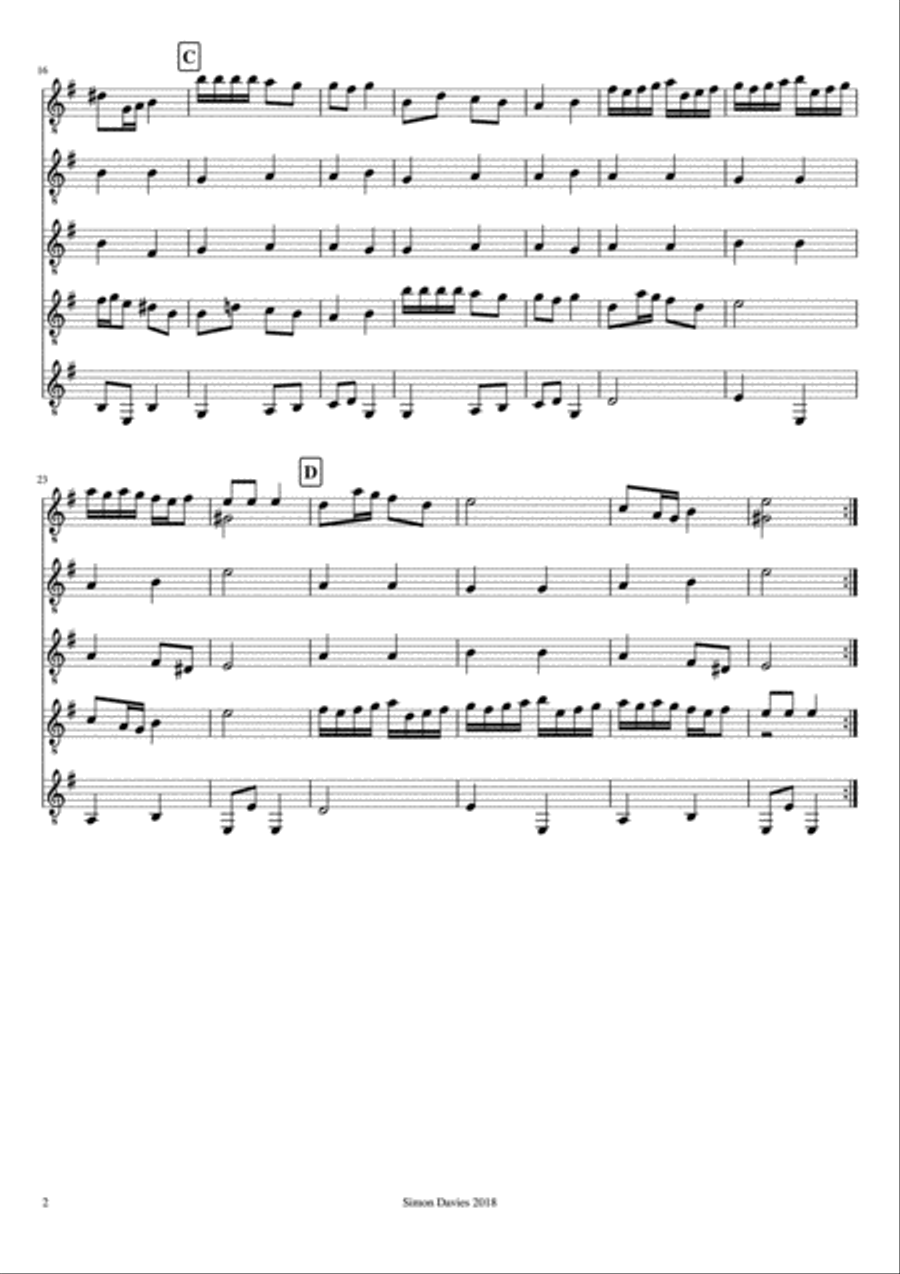 A Merry Mood - Anon. (arranged for beginner/intermediate guitar ensemble) Guitar Ensemble scores gallery preview page 2