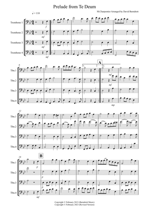 Prelude from Te Deum for Trombone Quartet
