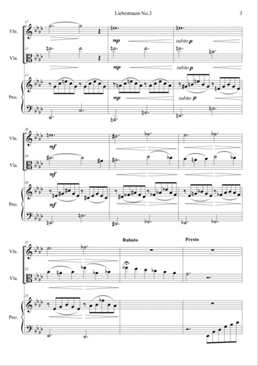 Liebestraum, S.541 No.3 Viola scores gallery preview page 3