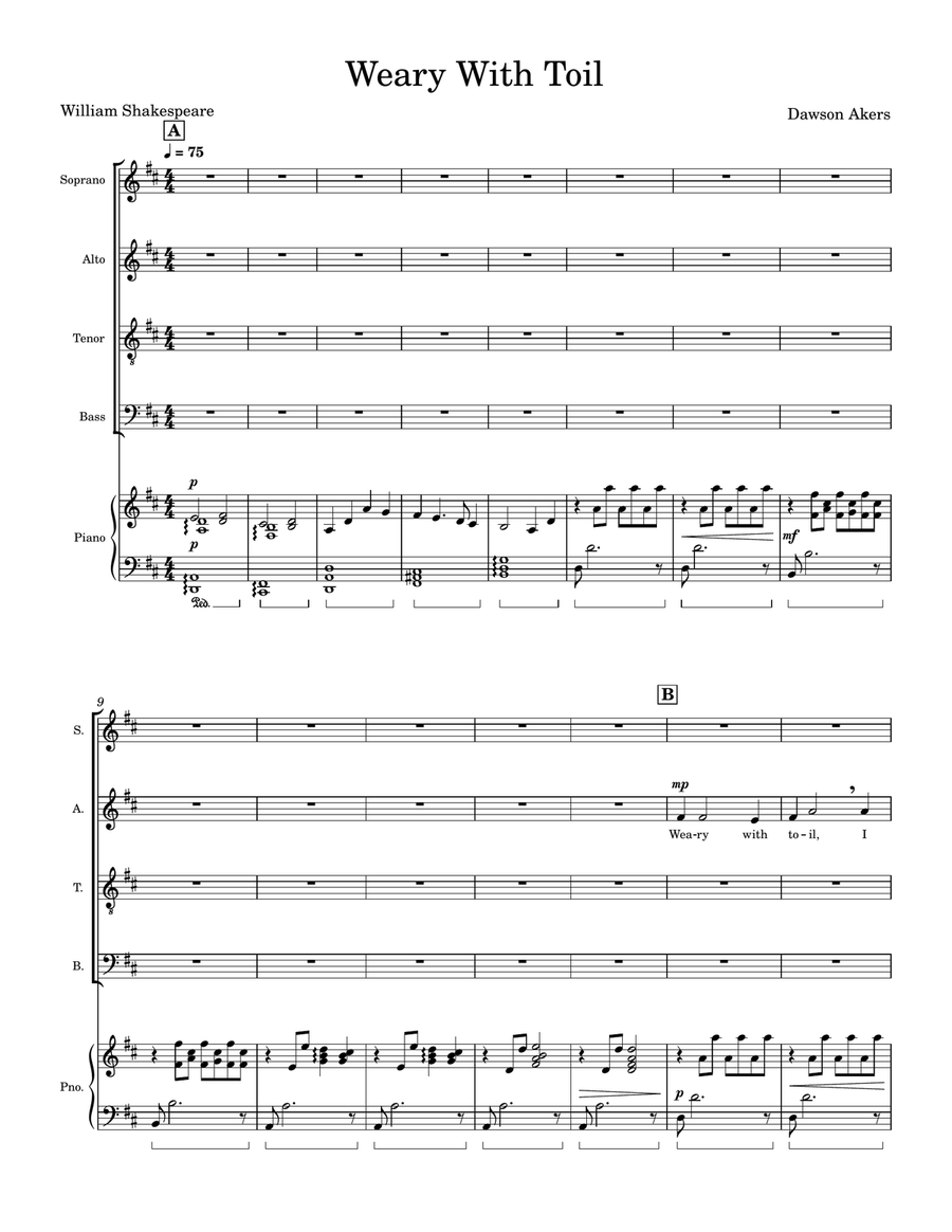 Weary With Toil, Op. 5 Weary With Toil, Op. 5 Divisi scores gallery preview page 1