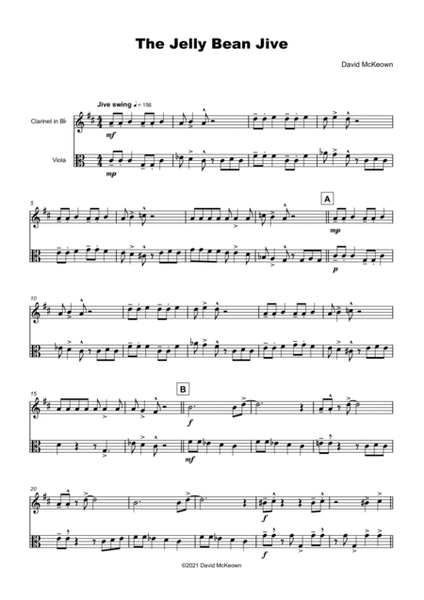 The Jellybean Jive for Clarinet and Viola Duet