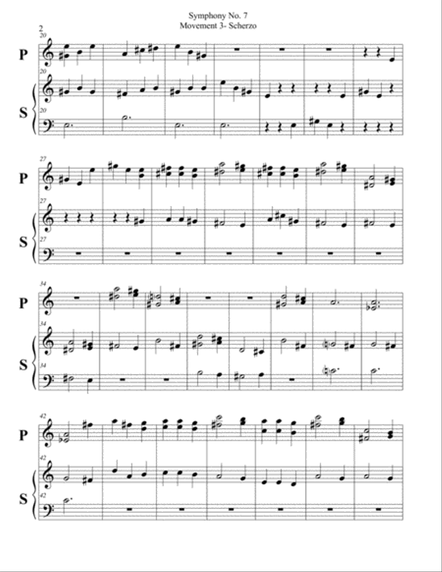 Beethoven Symphony No. 7, Scherzo,Carillon DUET Small Ensemble scores gallery preview page 2