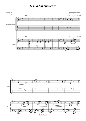 O mio babbino caro - for Guitar (TAB) and Piano accompaniment - orchestral play along