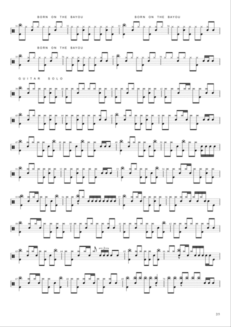 Born On The Bayou Born On The Bayou Drum Set scores gallery preview page 2