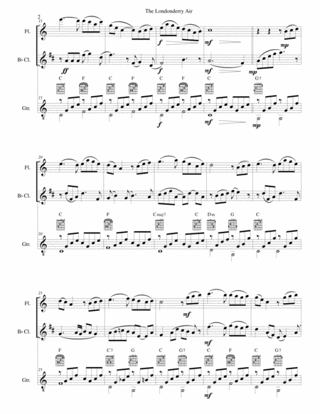 The Londonderry Air (Oh Danny Boy) for flute, clarinet and guitar image number null