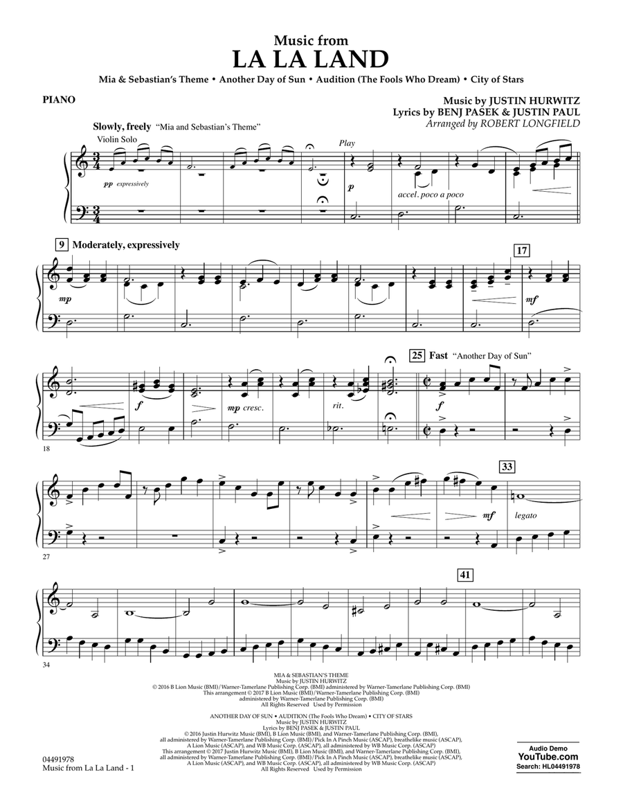 Music from La La Land - Piano Orchestra scores gallery preview page 1