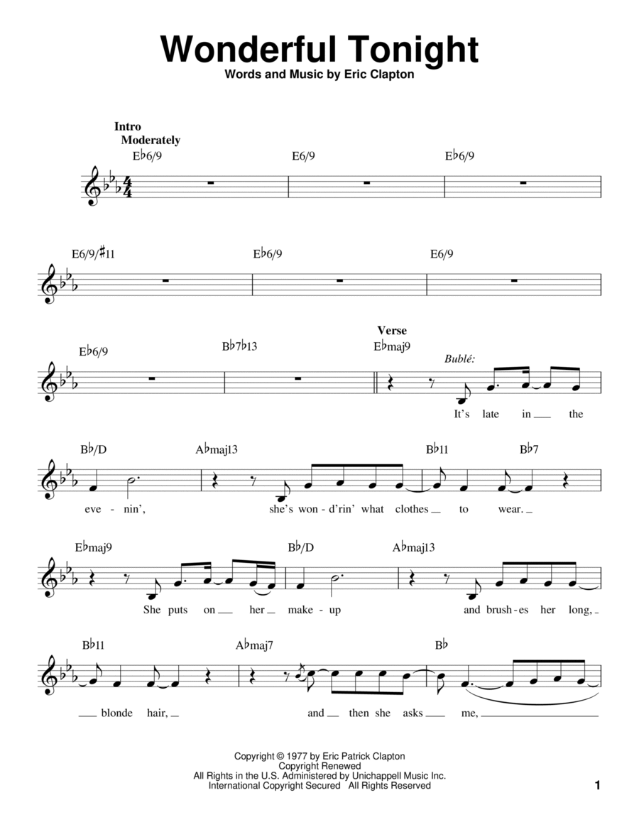Wonderful Tonight Low Voice scores gallery preview page 1