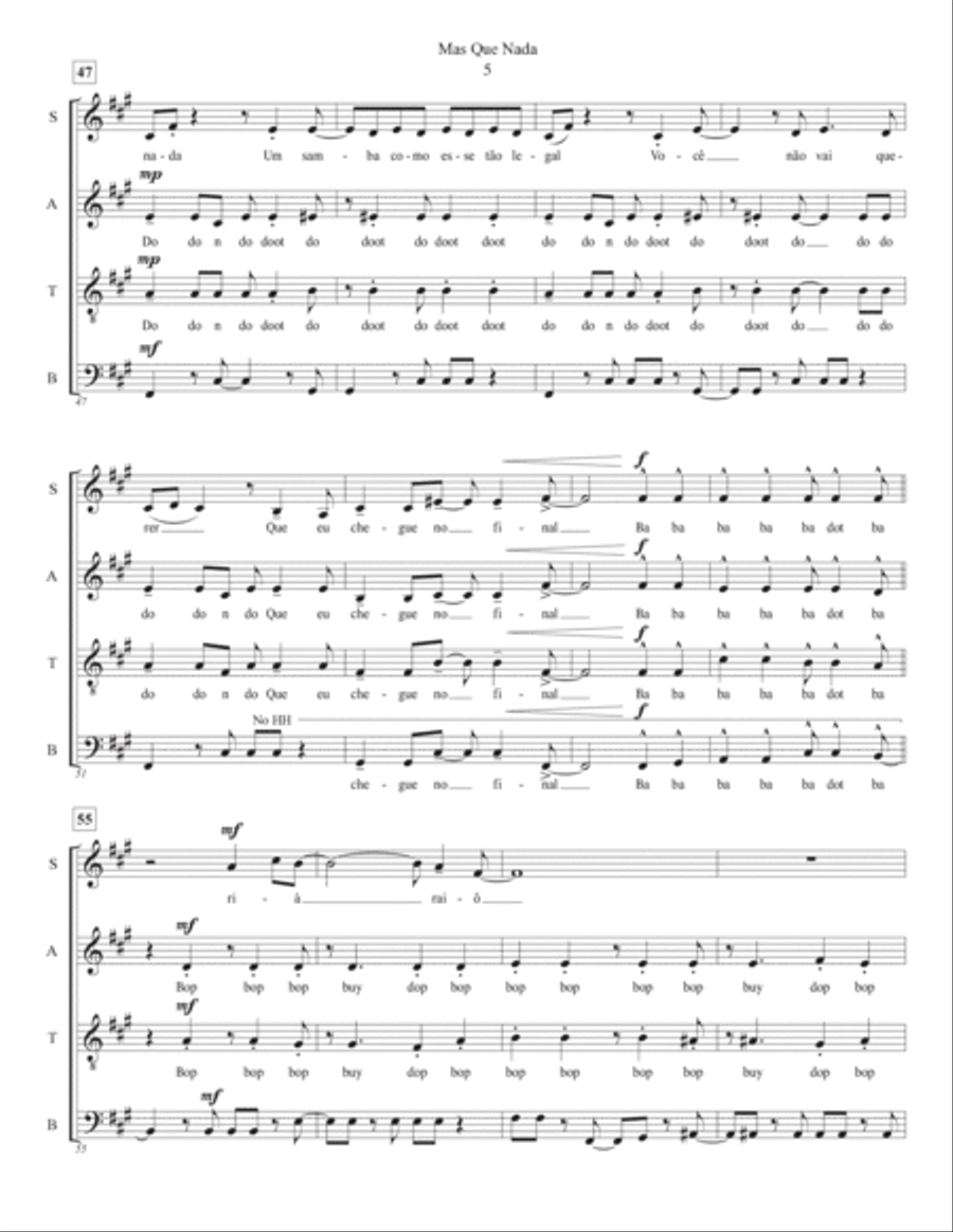 Mas Que Nada 4-Part scores gallery preview page 5