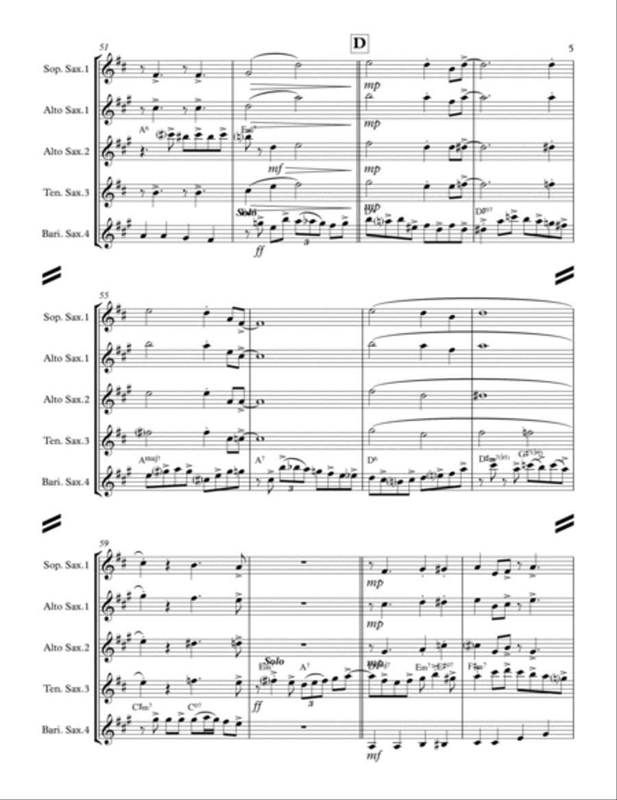 Don't Get Around Much Anymore Saxophone Quartet scores gallery preview page 6