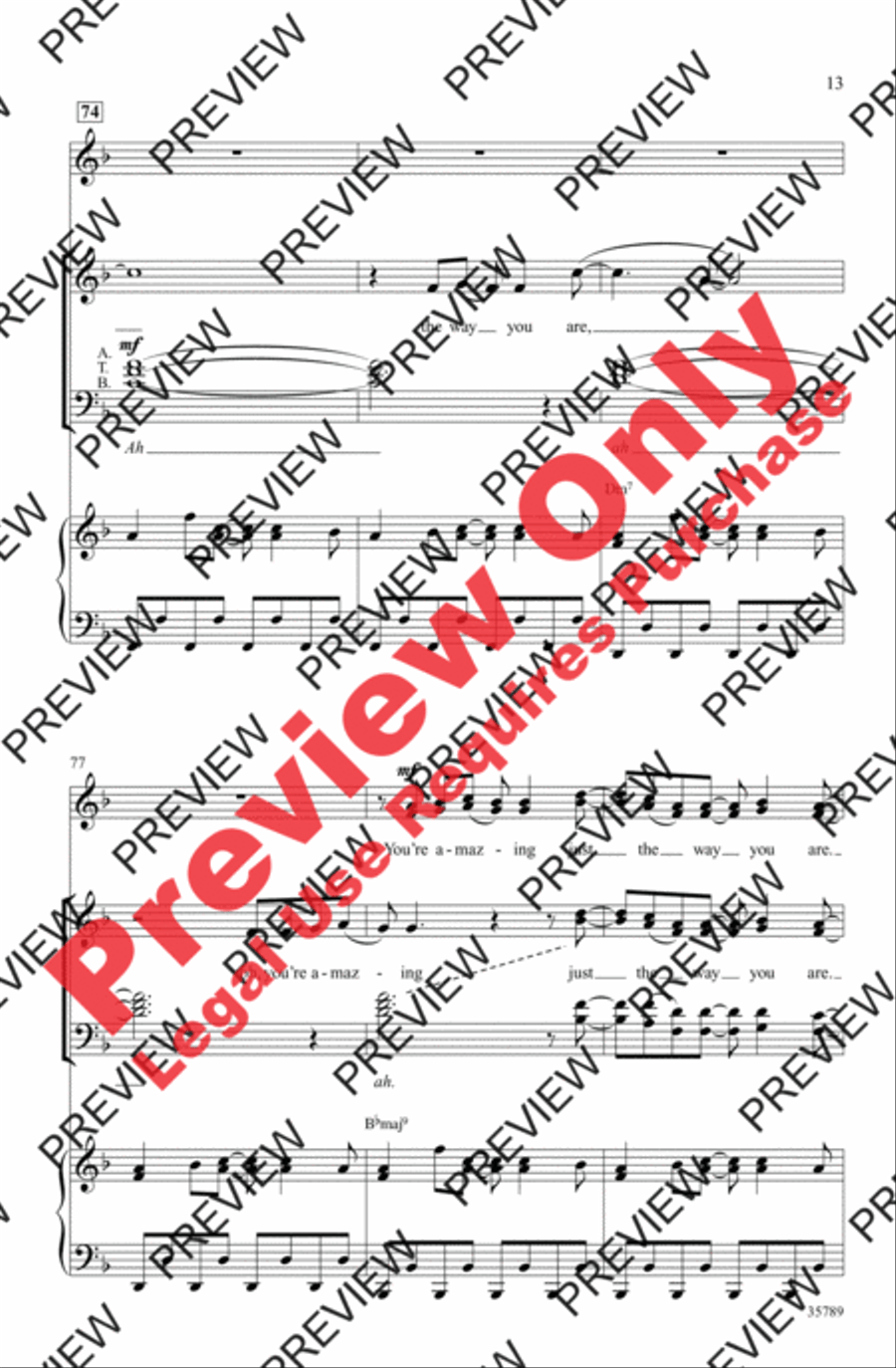 Just the Way You Are (Amazing) 4-Part scores gallery preview page 13