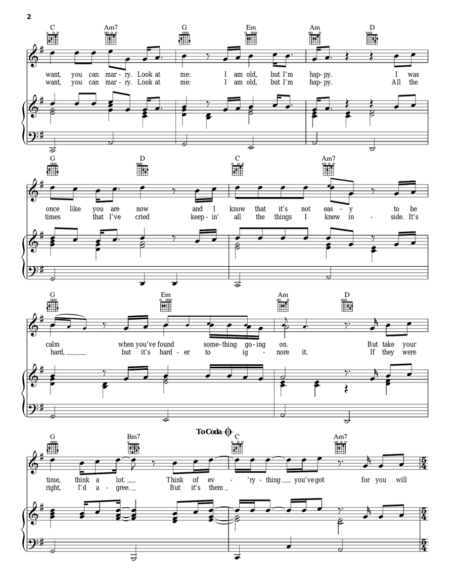 Father And Son Piano, Vocal, Guitar scores gallery preview page 2