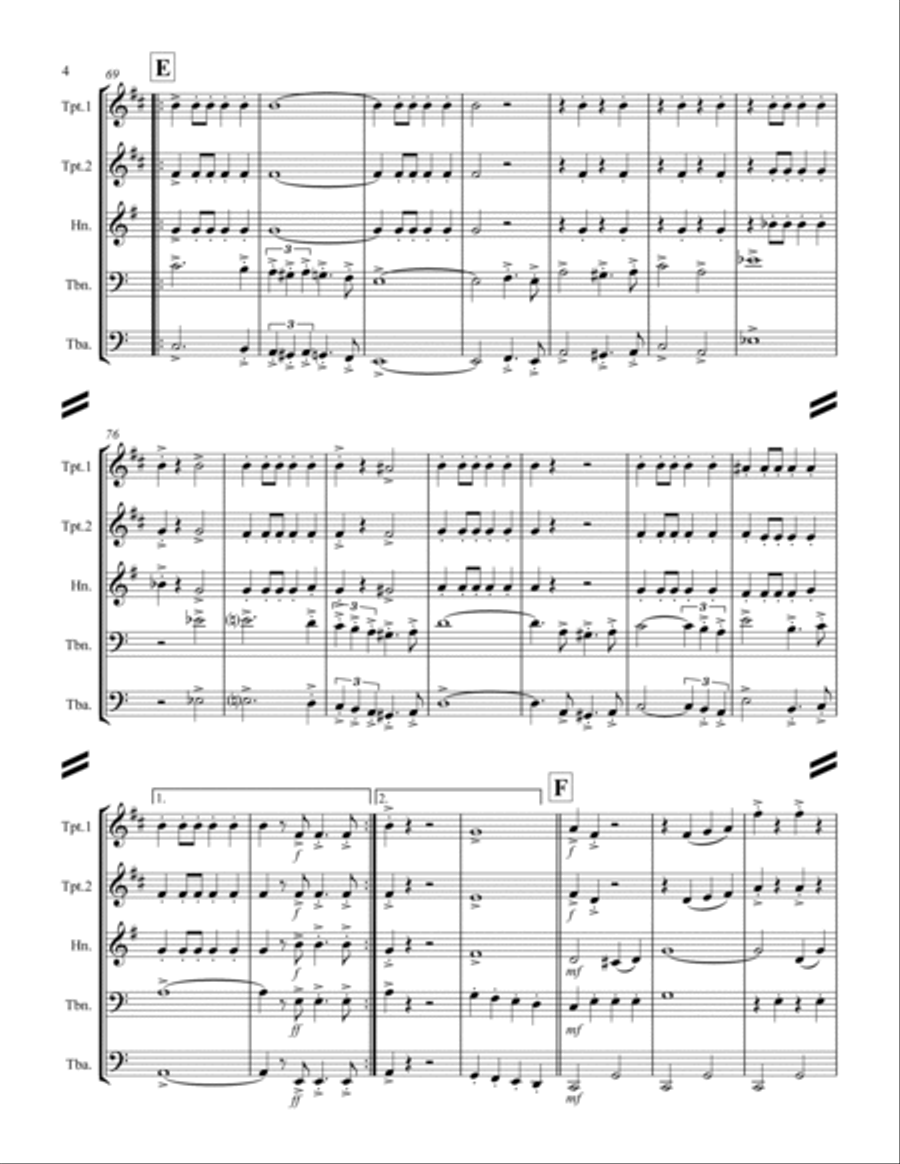 March - “Colonel Bogey” (for Brass Quintet) Brass Quintet scores gallery preview page 5