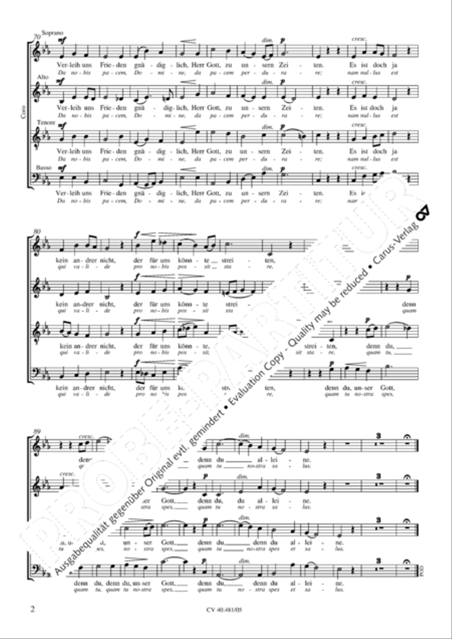 In thy mercy grant us peace (Verleih uns Frieden gnadiglich) 4-Part scores gallery preview page 3