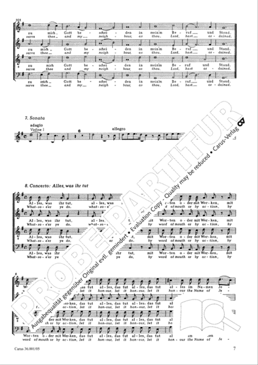 Whatsoe'er ye do, by word of mouth or by action in G Major, BuxWV 4 4-Part scores gallery preview page 8