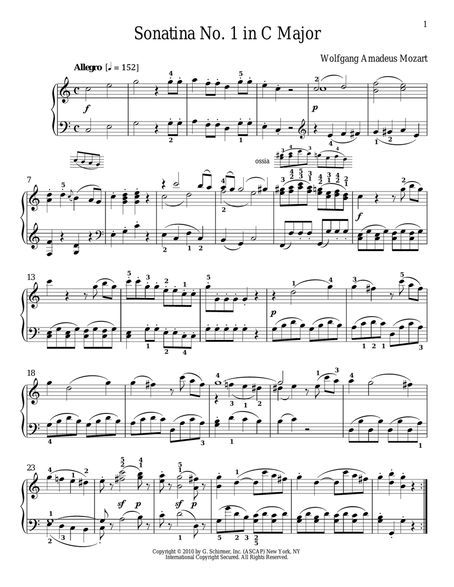 Sonatina No. 1 In C Major Piano Solo scores gallery preview page 1