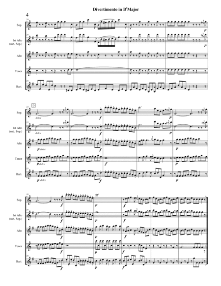 Divertimento in Bb Major KV App. 227 (saxophone quartet arrangement) image number null
