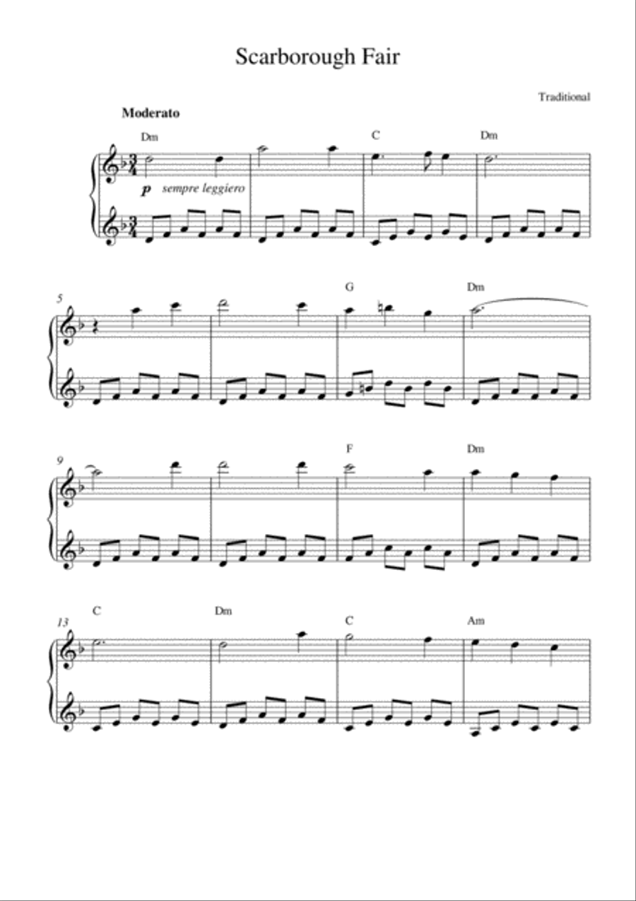 Scarborough Fair (music box version) Piano Method scores gallery preview page 1