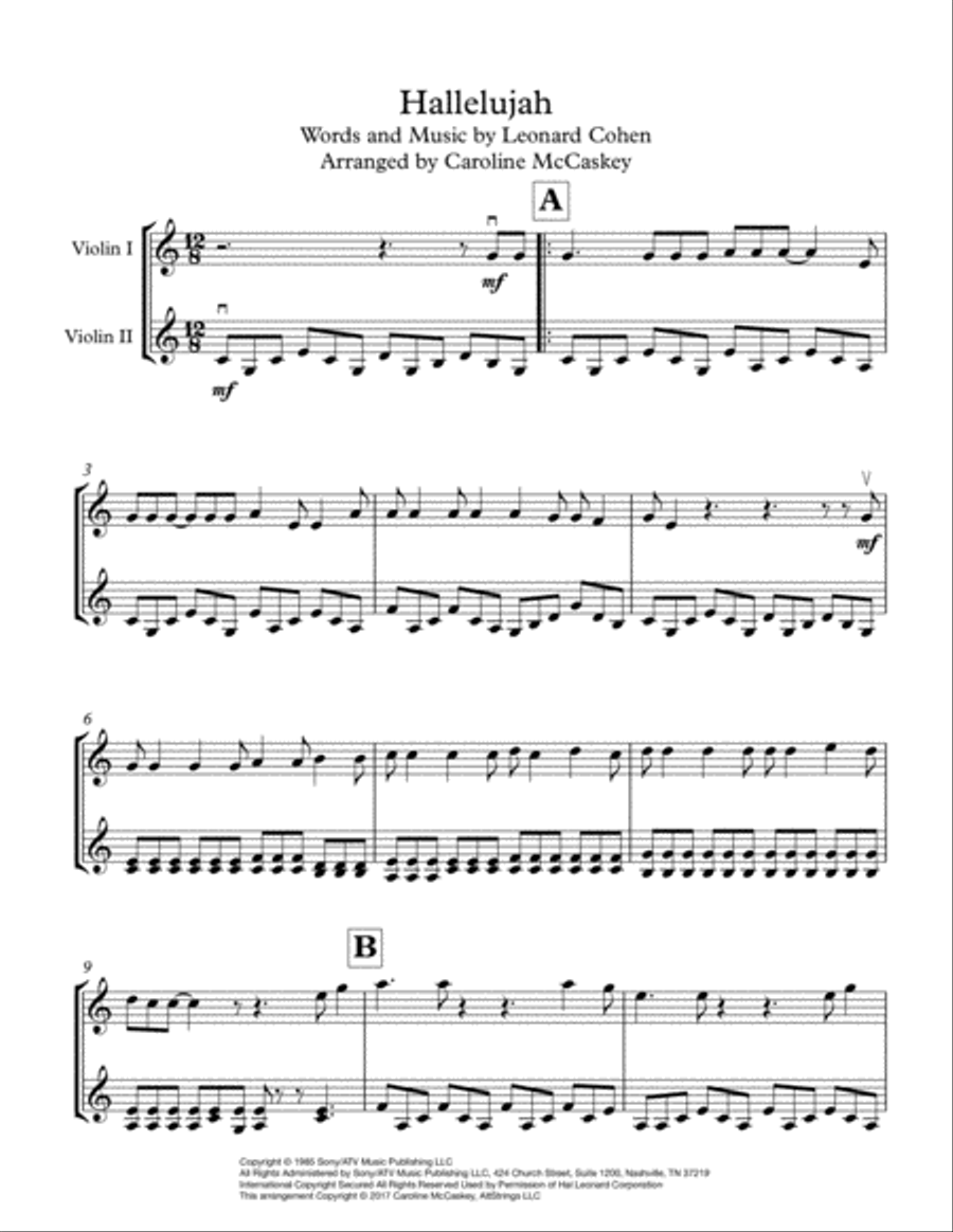 Hallelujah String Duet scores gallery preview page 2