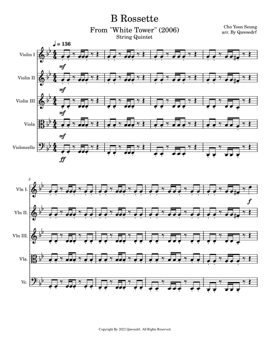 B Rossette String Quintet scores gallery preview page 1