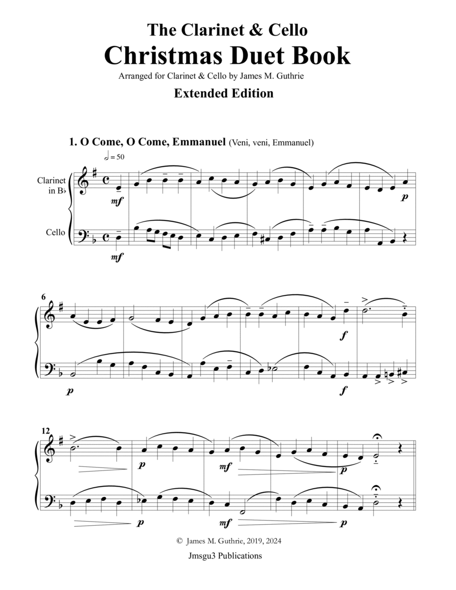 Guthrie: The Clarinet & Cello Christmas Duet Book - Extended Edition Chamber Music scores gallery preview page 1