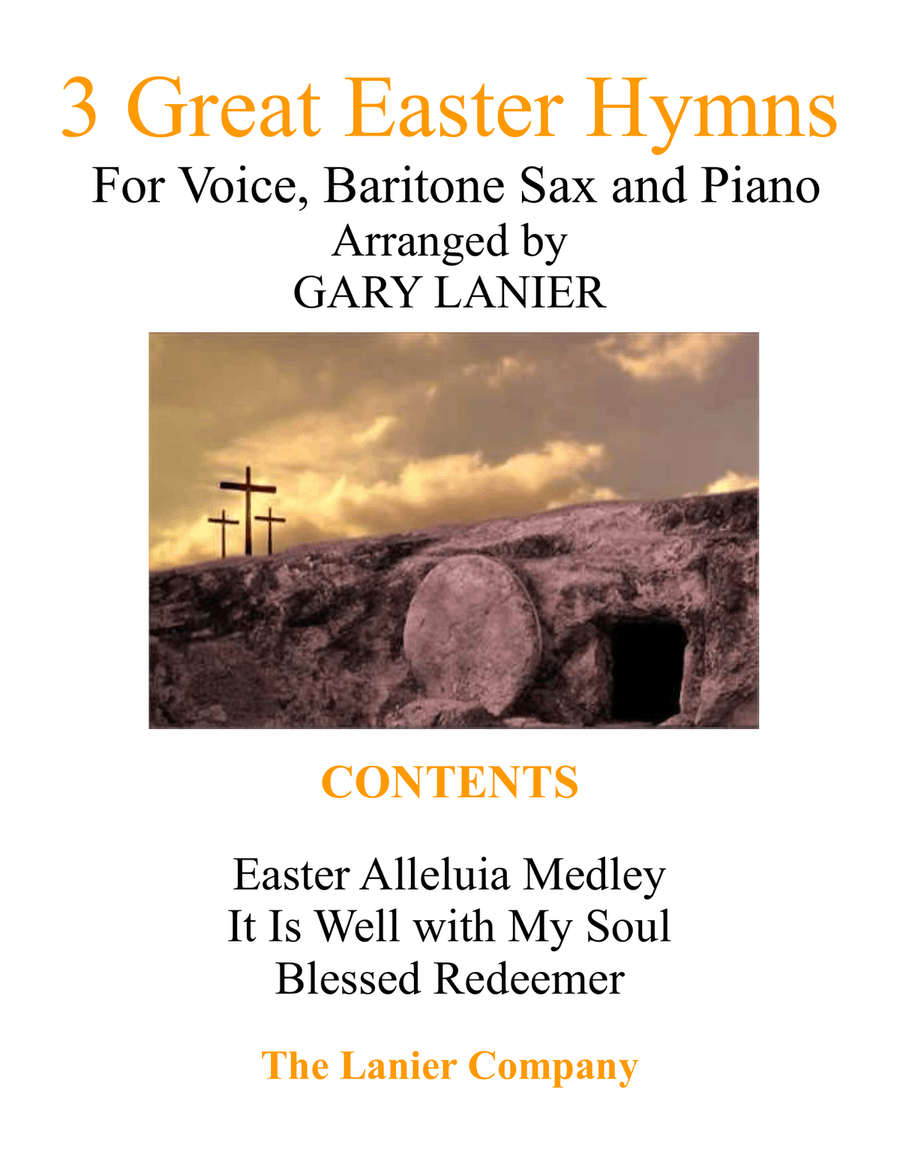 3 GREAT EASTER HYMNS (Voice, Baritone Sax & Piano with Score/Parts) Small Ensemble scores gallery preview page 1