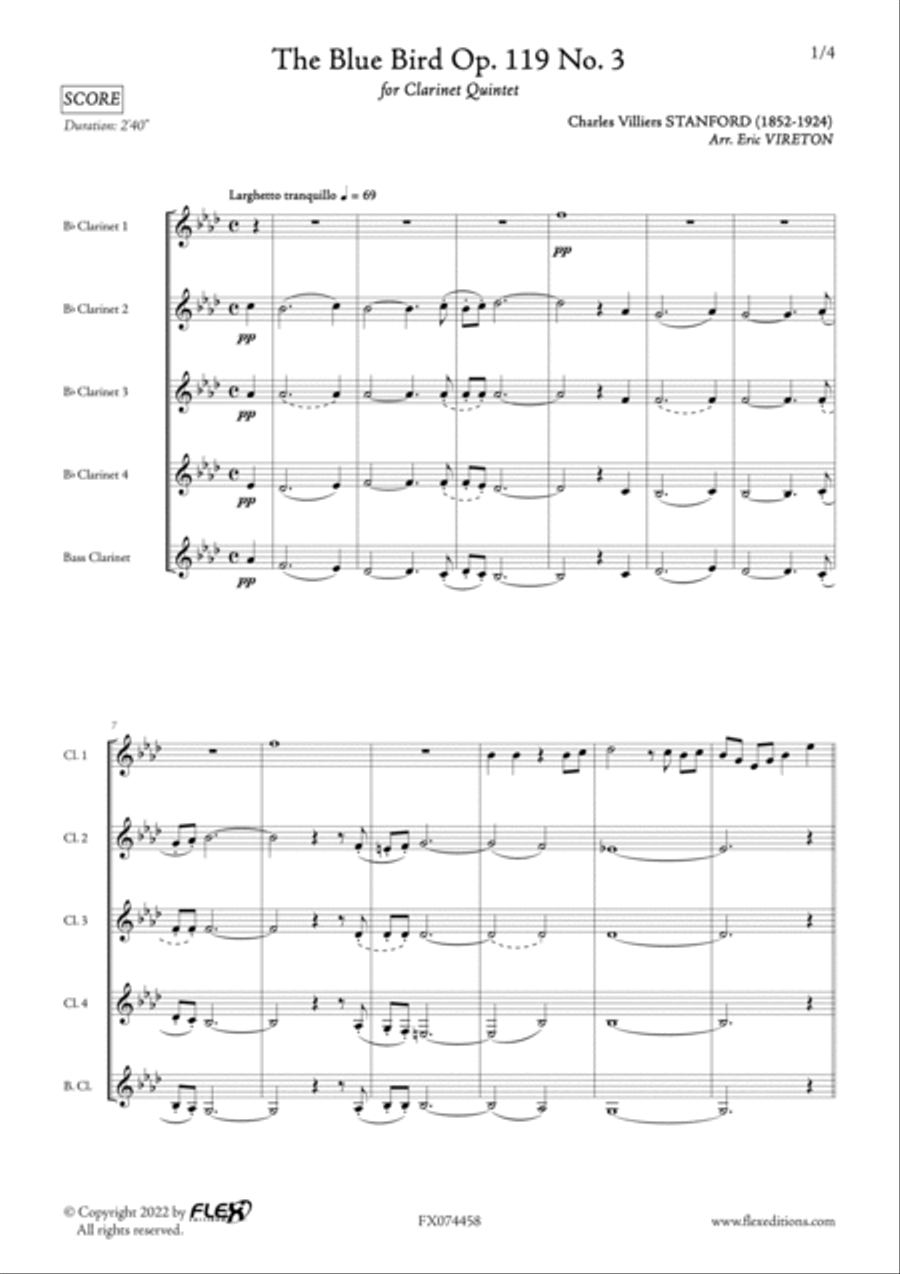 The Blue Bird Op. 119 No. 3 Clarinet Quintet scores gallery preview page 2