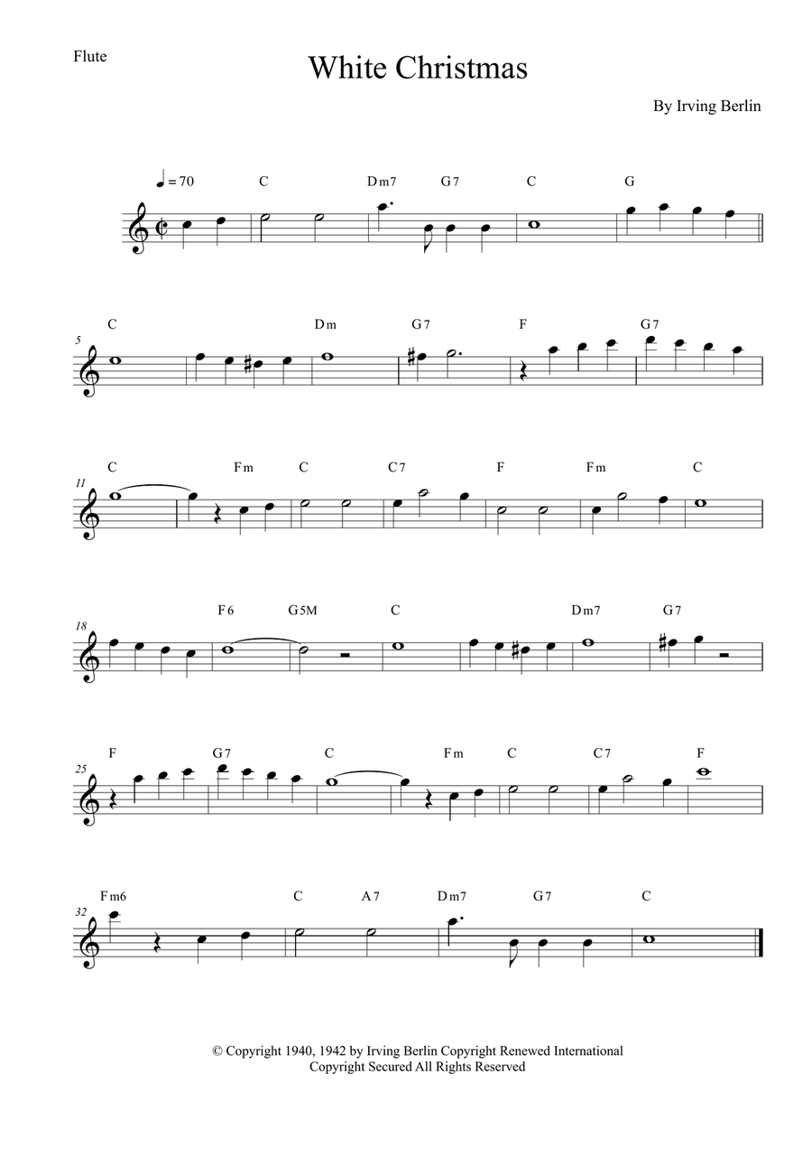 White Christmas Flute Solo scores gallery preview page 1