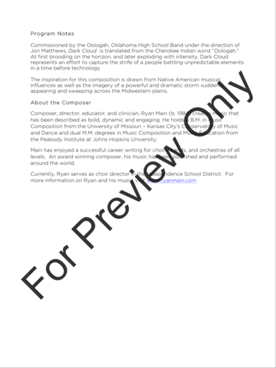 Dark Cloud Concert Band scores gallery preview page 3