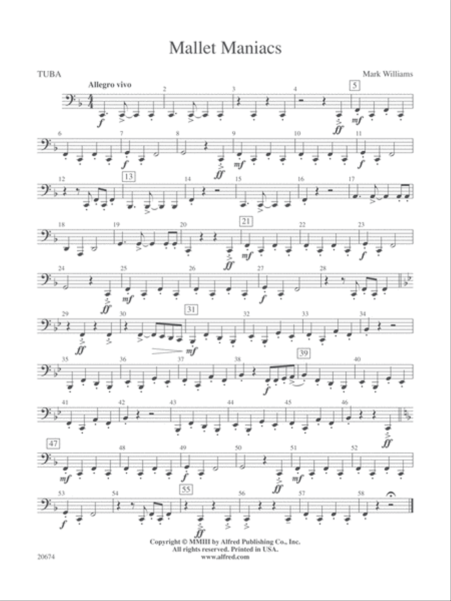 Mallet Maniacs: Tuba Mallet Maniacs: Tuba Concert Band scores gallery preview page 1