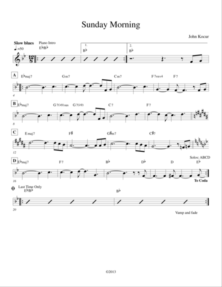 Sunday Morning Jazz Ensemble scores gallery preview page 1