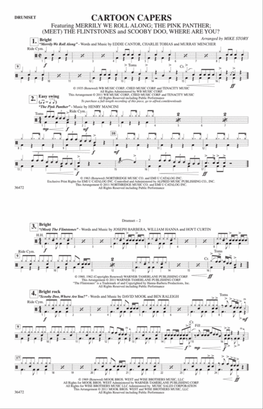 Cartoon Capers: Drumset Cartoon Capers: Drumset Marching Band scores gallery preview page 1