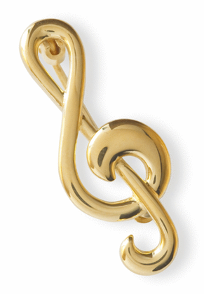 Gold-plated brooch : treble clef