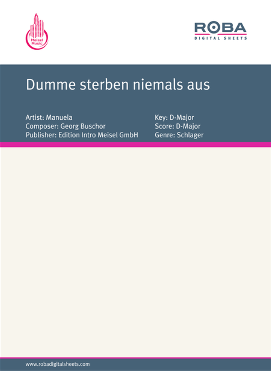 Dumme sterben niemals aus Piano, Vocal scores gallery preview page 1