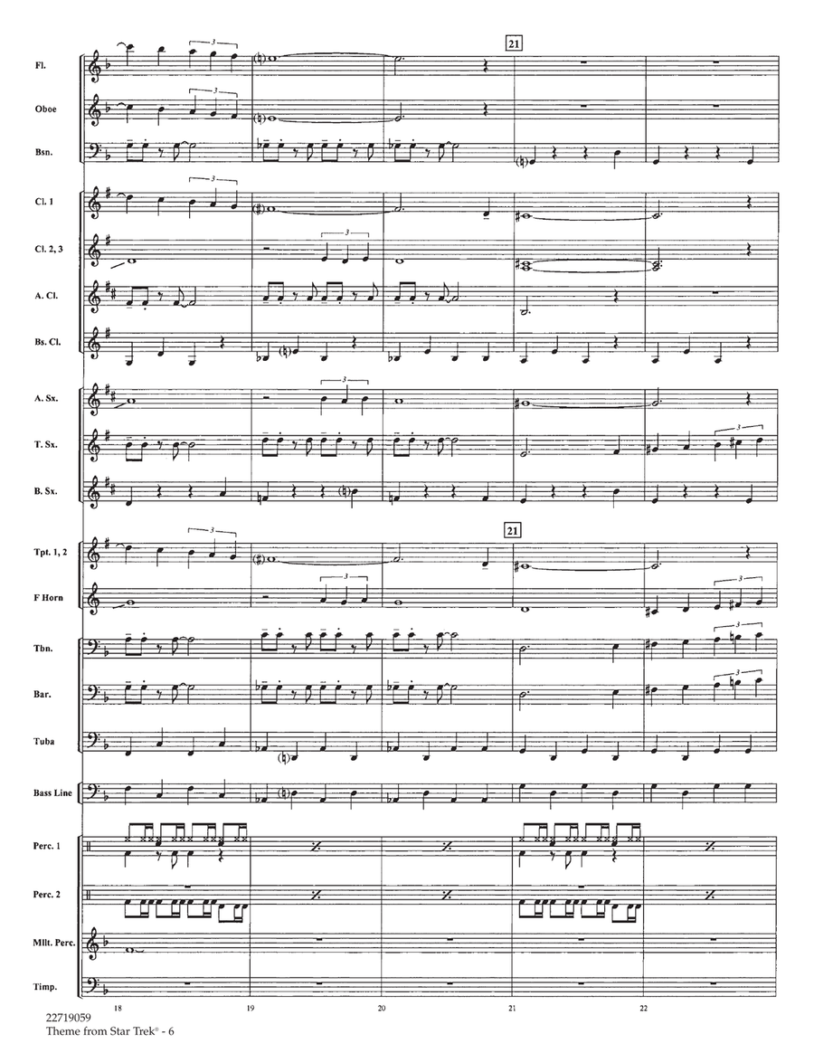Theme from Star Trek (TV Series) - Full Score Concert Band scores gallery preview page 6