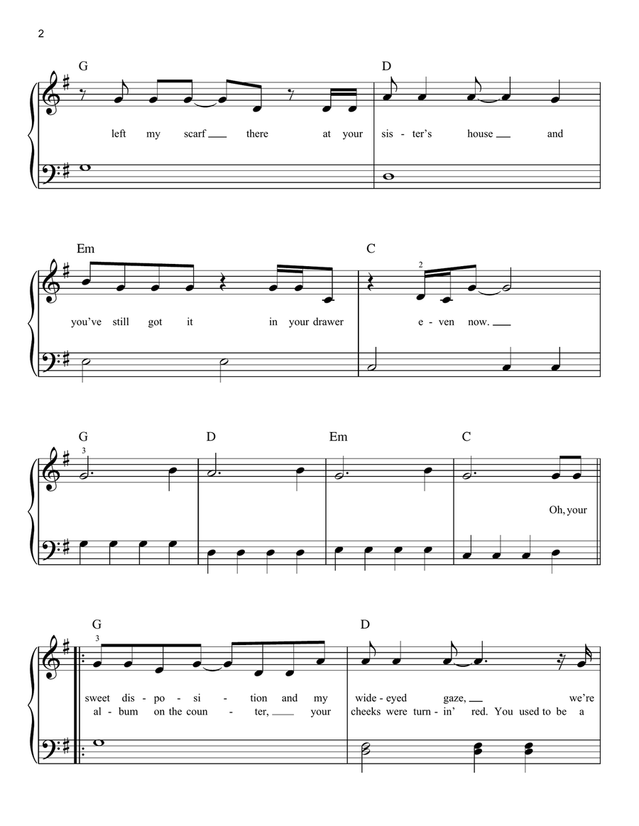 All Too Well Easy Piano scores gallery preview page 2