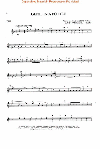 Chart Hits of '99-'00 by Various Violin - Sheet Music