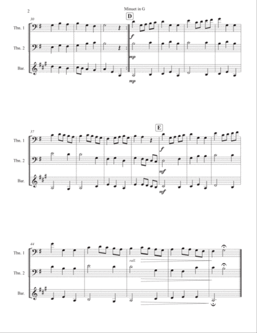 Minuet in G (for Brass Trio) Brass Trio scores gallery preview page 3