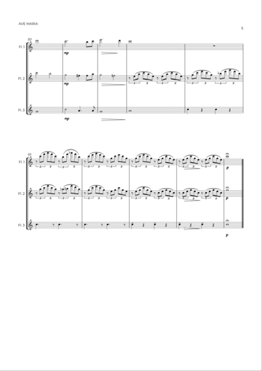 AVE MARIA - SCHUBERT - FLUTE TRIO AVE MARIA - SCHUBERT - FLUTE TRIO Flute Trio scores gallery preview page 5