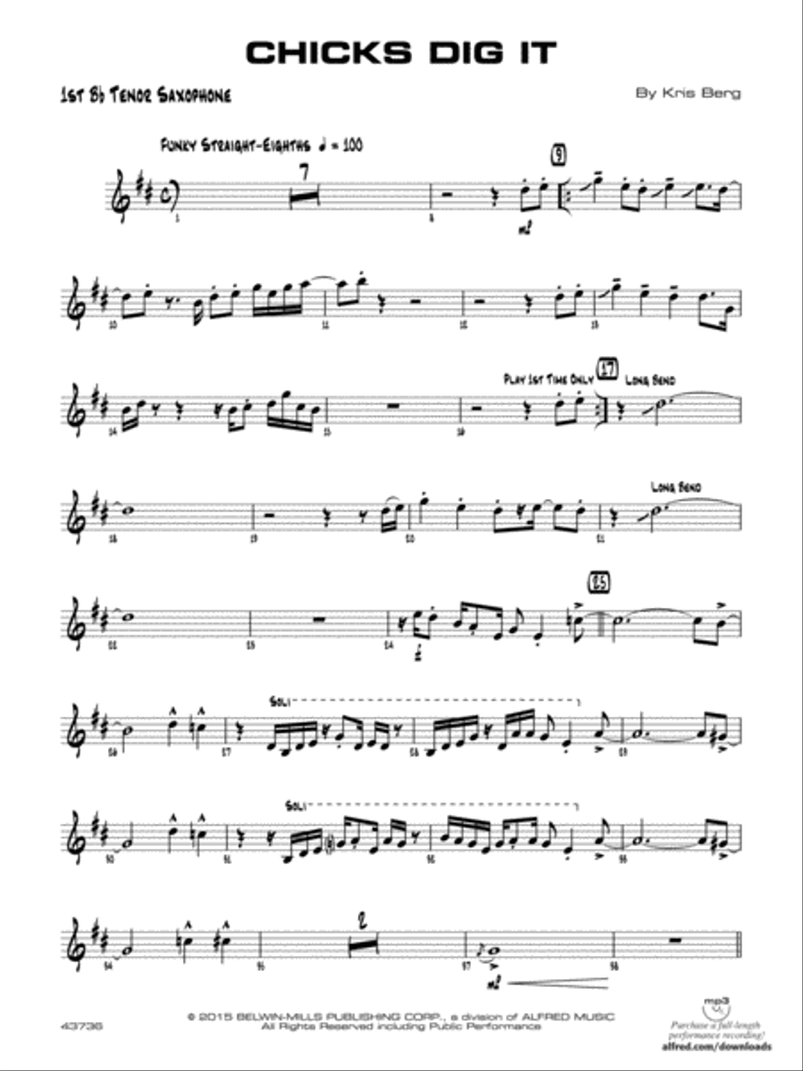 Chicks Dig It: B-flat Tenor Saxophone Jazz Ensemble scores gallery preview page 1