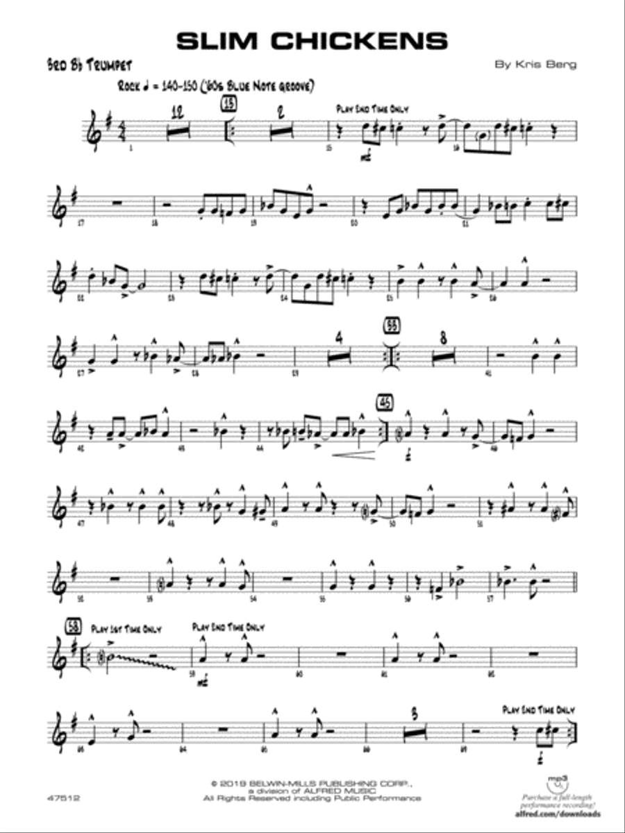 Slim Chickens: 3rd B-flat Trumpet Jazz Ensemble scores gallery preview page 1