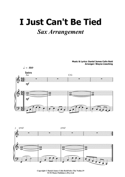 I Just Can't Be Tied: Sax & Piano Arrangement