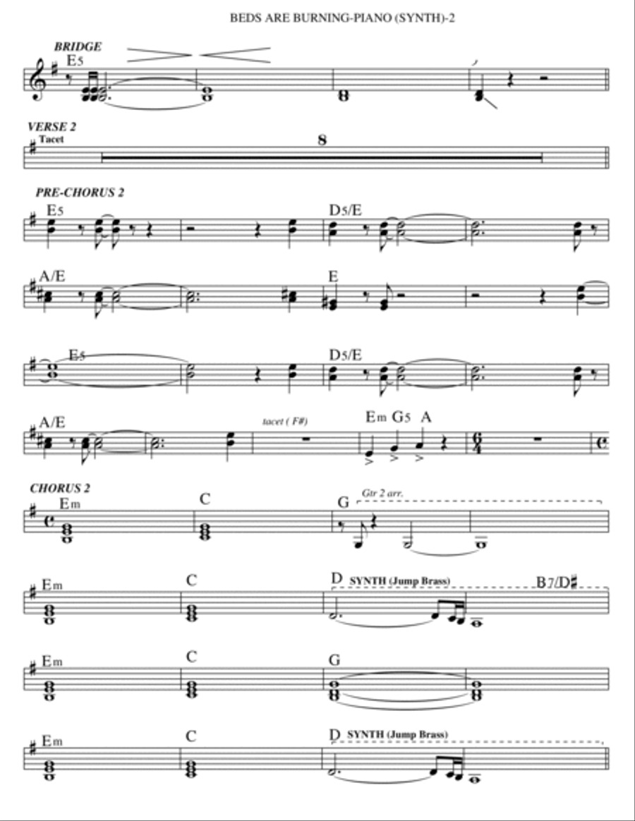 Beds Are Burning Beds Are Burning Tenor Saxophone scores gallery preview page 2
