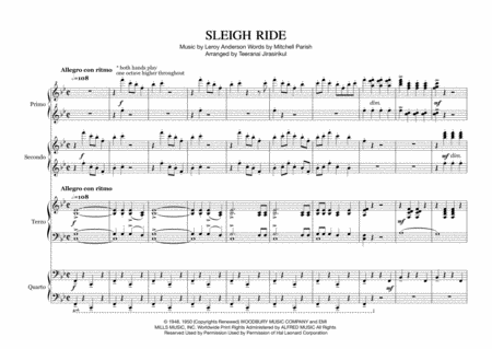 Sleigh Ride for Piano 8-hands image number null
