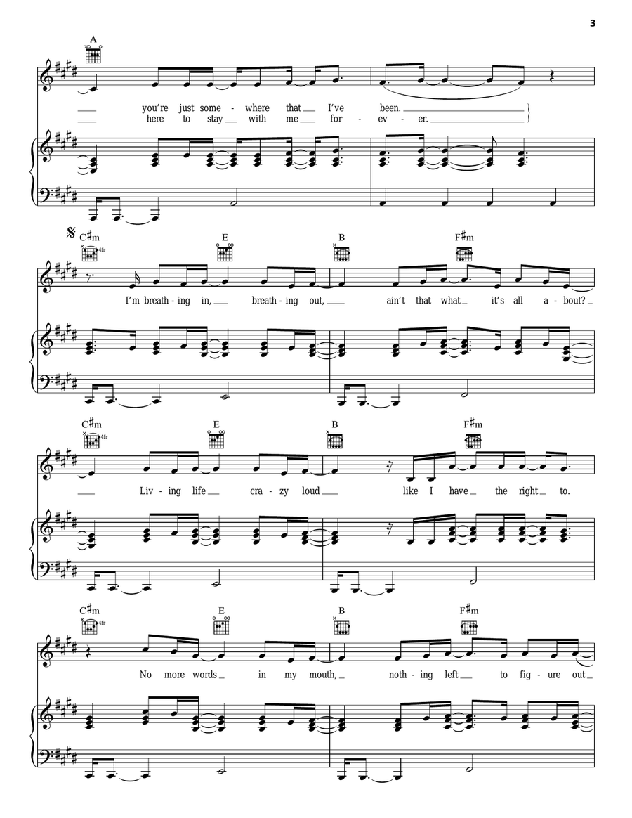 Ghost Of You Piano, Vocal, Guitar scores gallery preview page 3