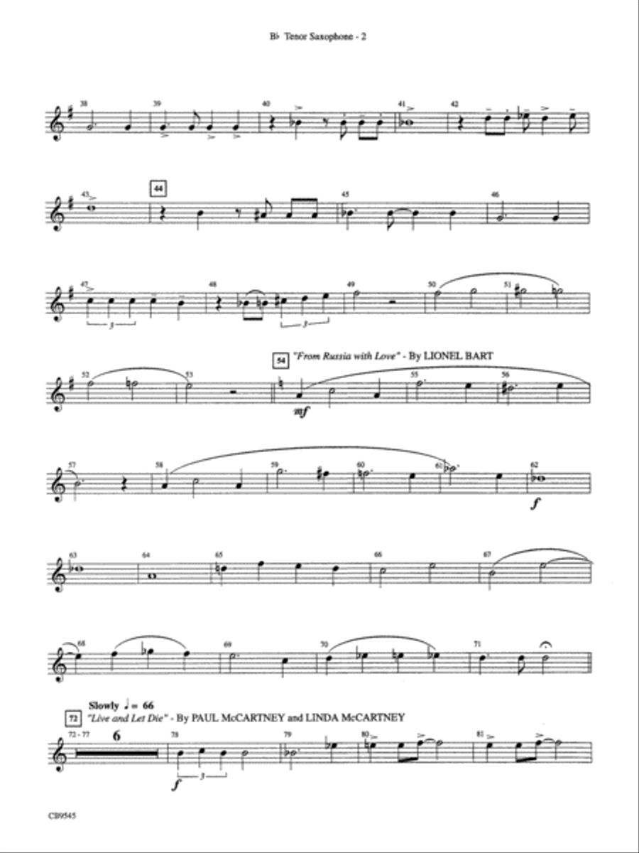James Bond Returns: B-flat Tenor Saxophone Concert Band scores gallery preview page 2