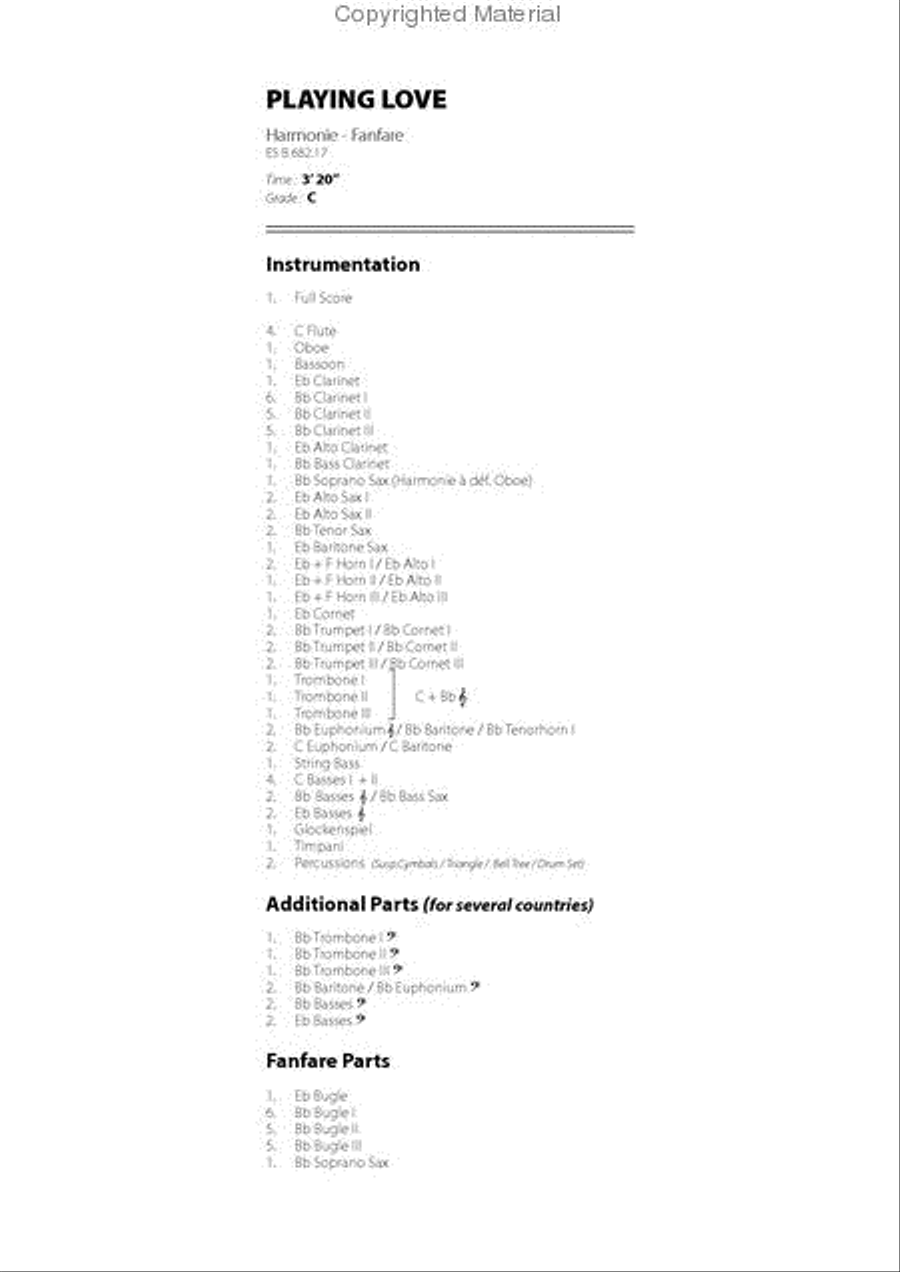 Playing Love Concert Band scores gallery preview page 2